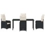 Conjunto de Comedor de Jardín con cojín 5 pcs Negro Poliratán