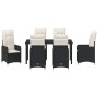 Conjunto de Comedor de Jardín con cojín 7 pcs Negro Poliratán