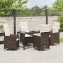 Conjunto de Comedor de Jardín con cojín 5 pcs Marrón Poliratán
