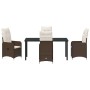 Conjunto de Comedor de Jardín con cojín 5 pcs Marrón Poliratán