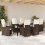 Conjunto de Comedor de Jardín con cojín 7 pcs Marrón Poliratán