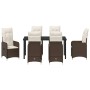 Conjunto de Comedor de Jardín con cojín 7 pcs Marrón Poliratán
