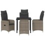 Conjunto de Comedor de Jardín con cojín 5 pcs Gris Poliratán
