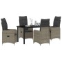 Conjunto de Comedor de Jardín con cojín 5 pcs Gris Poliratán