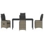 Conjunto de Comedor de Jardín con cojín 5 pcs Gris Poliratán