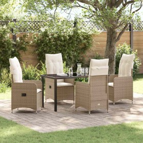 Conjunto de Comedor de Jardín con cojín 5 pcs Beige Poliratán Conjunto de Comedor de Jardín con cojín 5 pcs Beige Poliratán
