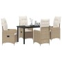 Conjunto de Comedor de Jardín con cojín 5 pcs Beige Poliratán