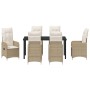 Conjunto de Comedor de Jardín con cojín 7 pcs Beige Poliratán