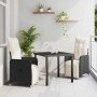 Conjunto de Comedor de Jardín con cojín 3 pcs Negro Poliratán