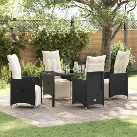 Conjunto de Comedor de Jardín con cojín 5 pcs Negro Poliratán en Conjuntos de jardín | Comprar online en Foro24