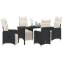 Conjunto de Comedor de Jardín con cojín 5 pcs Negro Poliratán