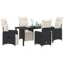 Conjunto de Comedor de Jardín con cojín 5 pcs Negro Poliratán