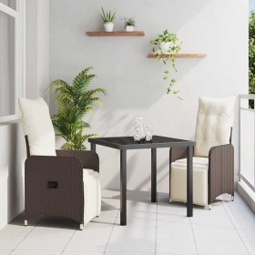 Conjunto de Comedor de Jardín con cojín 3 pcs Marrón Poliratán Conjunto de Comedor de Jardín con cojín 3 pcs Marrón Poliratán