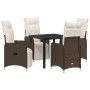 Conjunto de Comedor de Jardín con cojín 5 pcs Marrón Poliratán