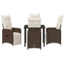 Conjunto de Comedor de Jardín con cojín 5 pcs Marrón Poliratán