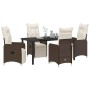 Conjunto de Comedor de Jardín con cojín 5 pcs Marrón Poliratán