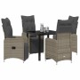 Conjunto de Comedor de Jardín con cojín 5 pcs Beige Poliratán