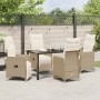 Conjunto de Comedor de Jardín con cojín 5 pcs Beige Poliratán