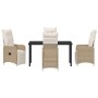 Conjunto de Comedor de Jardín con cojín 5 pcs Beige Poliratán