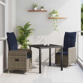 Conjunto de Comedor de Jardín 3 pcs Gris ratán sintético Conjunto de Comedor de Jardín 3 pcs Gris ratán sintético