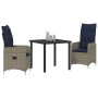 Conjunto de Comedor de Jardín 3 pcs Gris ratán sintético