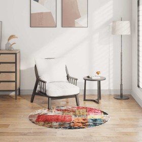 Alfombra lavable patchwork antideslizante multicolor φ120 cm