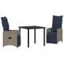 Conjunto de Comedor de Jardín 3 pcs Gris ratán sintético
