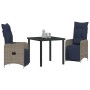 Conjunto de Comedor de Jardín 3 pcs Gris ratán sintético