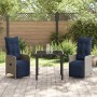 Conjunto de Comedor de Jardín 3 pcs Gris ratán sintético