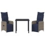 Conjunto de Comedor de Jardín 3 pcs Gris ratán sintético