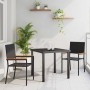 Conjunto de Comedor de Jardín 3 pcs Negro Poliratán
