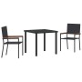 Conjunto de Comedor de Jardín 3 pcs Negro Poliratán
