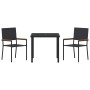 Conjunto de Comedor de Jardín 3 pcs Negro Poliratán
