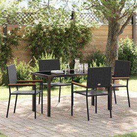 Conjunto de Comedor de Jardín 5 pcs Negro Poliratán