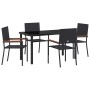Conjunto de Comedor de Jardín 5 pcs Negro Poliratán
