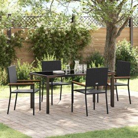 Conjunto de Comedor de Jardín 5 pcs Negro Poliratán