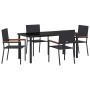 Conjunto de Comedor de Jardín 5 pcs Negro Poliratán