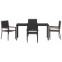 Conjunto de Comedor de Jardín 5 pcs Negro Poliratán