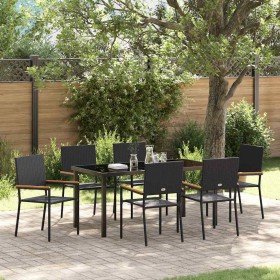 Conjunto de Comedor de Jardín 7 pcs Negro Poliratán Conjunto de Comedor de Jardín 7 pcs Negro Poliratán