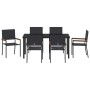 Conjunto de Comedor de Jardín 7 pcs Negro Poliratán