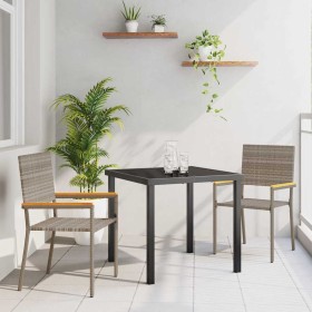 Conjunto de Comedor de Jardín 3 pcs Gris Poliratán Conjunto de Comedor de Jardín 3 pcs Gris Poliratán