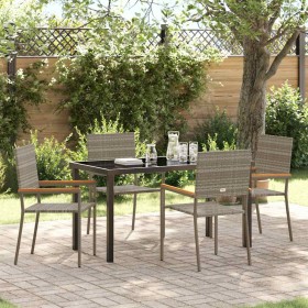 Conjunto de Comedor de Jardín 5 pcs Gris Poliratán