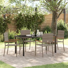 Conjunto de Comedor de Jardín 5 pcs Gris Poliratán