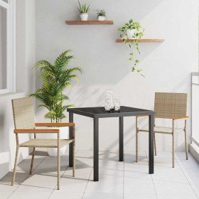 Conjunto de Comedor de Jardín 3 pcs Beige Poliratán Conjunto de Comedor de Jardín 3 pcs Beige Poliratán
