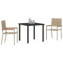 Conjunto de Comedor de Jardín 3 pcs Beige Poliratán