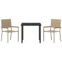 Conjunto de Comedor de Jardín 3 pcs Beige Poliratán