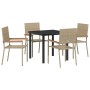 Conjunto de Comedor de Jardín 5 pcs Beige Poliratán