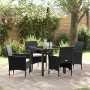 Conjunto de Comedor de Jardín con cojín 5 pcs Negro Poliratán