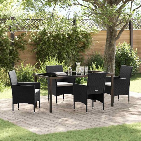 Conjunto de Comedor de Jardín con cojín 5 pcs Negro Poliratán en Conjuntos de jardín | Comprar online en Foro24