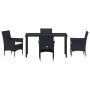 Conjunto de Comedor de Jardín con cojín 5 pcs Negro Poliratán en Conjuntos de jardín | Comprar online en Foro24